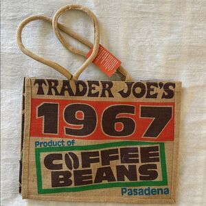 Trader Joe’s Reusable Jute Tote Coffee Beans 9 Gallon Shopping Bag